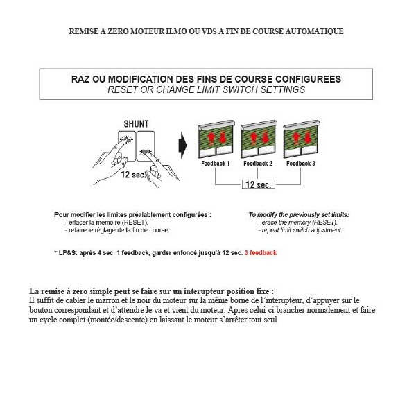 Remise à zéro - Moteur filaire VDS FDC auto - VOLETS DU SUD