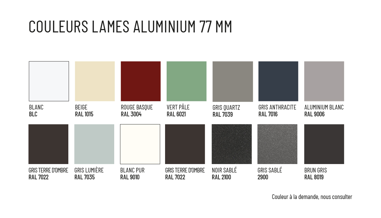 Couleurs lames 77 portes de garages